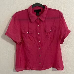 Vintage- Spenser Jeremy- Hot pink 100% silk blouse- Size XL